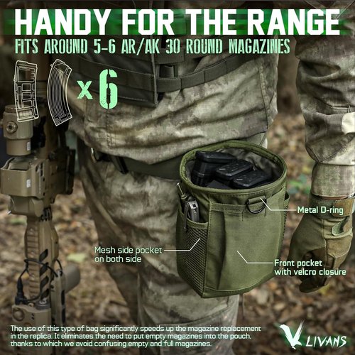 LIVANS Tactical Molle Dump Pouch - Adjustable Utility Fanny Bag for Airsoft & Hunting Gear | Durable Ammo Recovery Bag