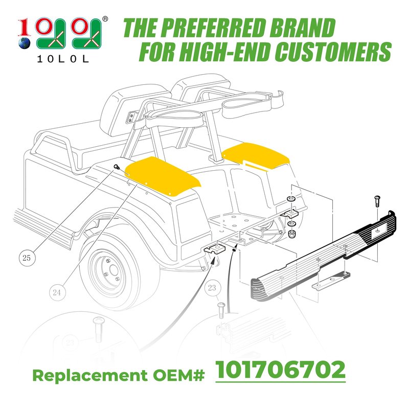 10L0L Golf Cart Rear Driver & Passenger Side Guard Set - Replacement Parts Compatible with Club Car DS 1981+up Golf Cart Models, Rugged and Durable, OEM# 101706702
