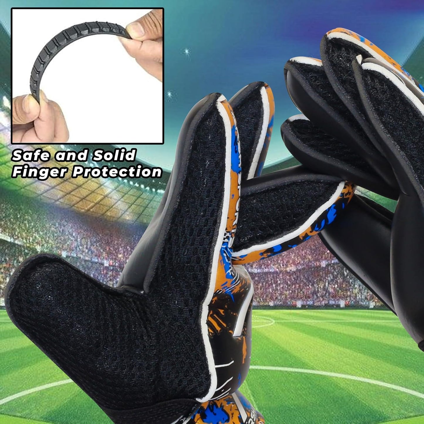 Regine Switzerland Soccer Goalie Gloves - Strong Grip & Finger Save Protection for Kids and Adults