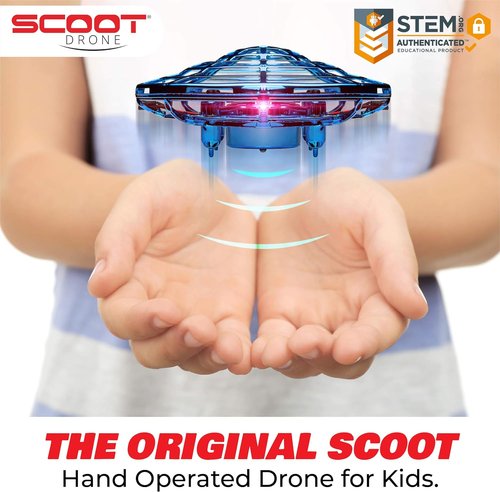 Force1 Scoot Hand Operated Drone - Easy LED Mini Drone with Motion Sensor | Rechargeable Indoor UFO Toy (Blue)