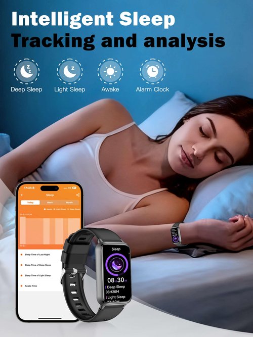 KPEP AMOLED Fitness Watches for Women Men with Stress Blood Oxygen Heart Rate Monitor Sleep Tracking 110+ Sport Modes Fitness Tracker Watch Calorie Counter Step Tracker IP68 Waterproof for Andriod iOS