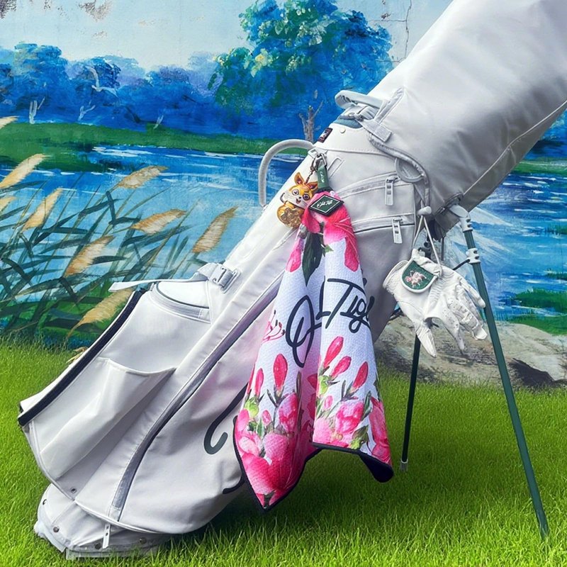 Swig Sip Premium Magnetic Golf Towel - Fast Drying, Easy Clean, Soft Waffle Weave Towel for Men & Women - 18x18inches,with Magnet for Golf Carts & Clubs - Ideal for Golfers (Flowers, 16 * 24 inches)