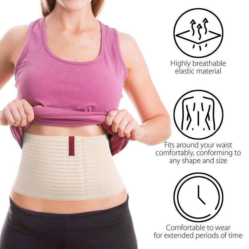 ORTONYX 6.25" Abdominal Binder for Men and Women/Postpartum Post-operative Post-surgery Wrap/Abdomen Navel Umbilical Hernia Support Belt / 524006 Beige L/XXL