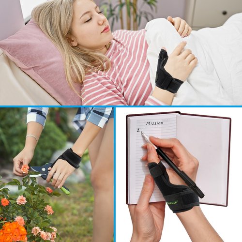 KONSEDIK Trigger Finger Thumb Splint,Adjustable Thumb Spica Support Stabilizer Brace for Pain,Sprains, Arthritis,Tendonitis,De Quervains Tenosynovitis,CMC Joint (Small)