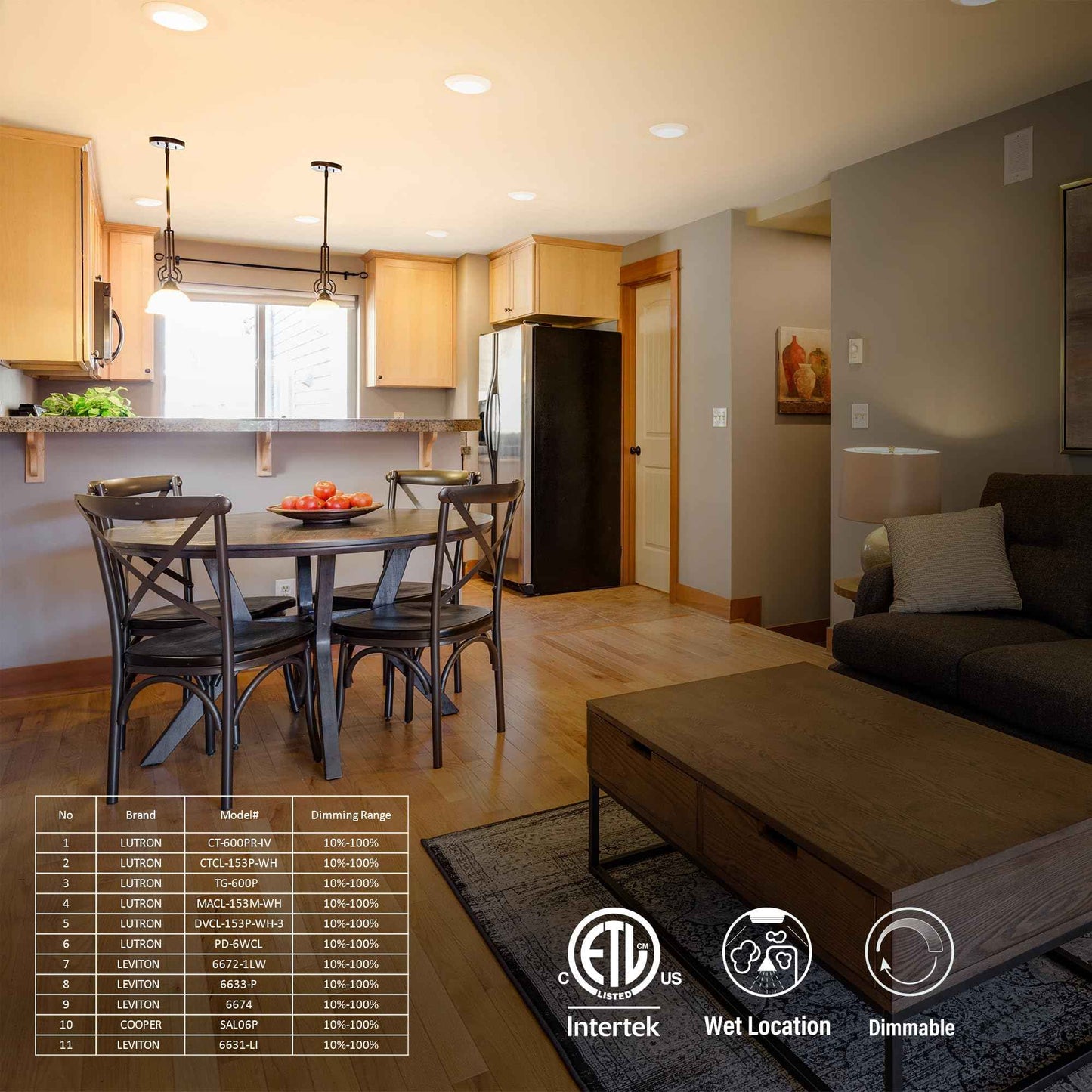 JULLISON 10 Packs 4 Inch White LED Low Profile Recessed & Surface Mount Disk Light, Round, 10W, 600 Lumens, 5CCT Field Selectable, CRI80, DOB Design, Dimmable, Wet Rated & ETL Listed