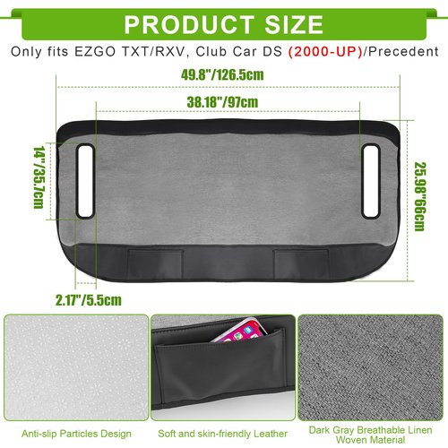 iLSKW Golf Cart Seat Cover Blanket Fit Club Car Precedent/DS (2000-UP) EZGO TXT/RXV Front Seat Cushion, Universal Golf Cart Seat Covers Towel with 2 Pockets for All Seasons