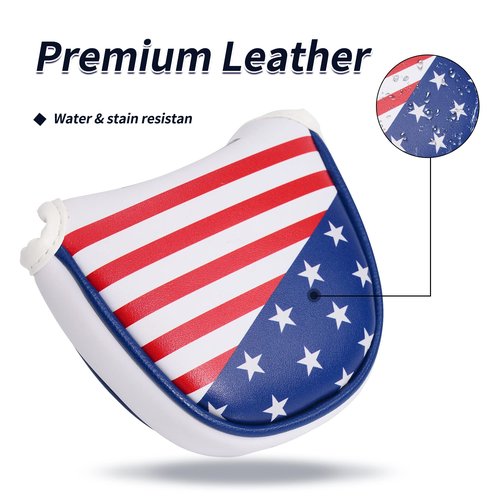 Mile High Life | US States Flag Mallet Putter Cover | Synthetic Leather Golf Head Covers | America Flag Putter Headcover compatible with Odyssey/Taylormade/Scotty Cameron Putters (Michigan )