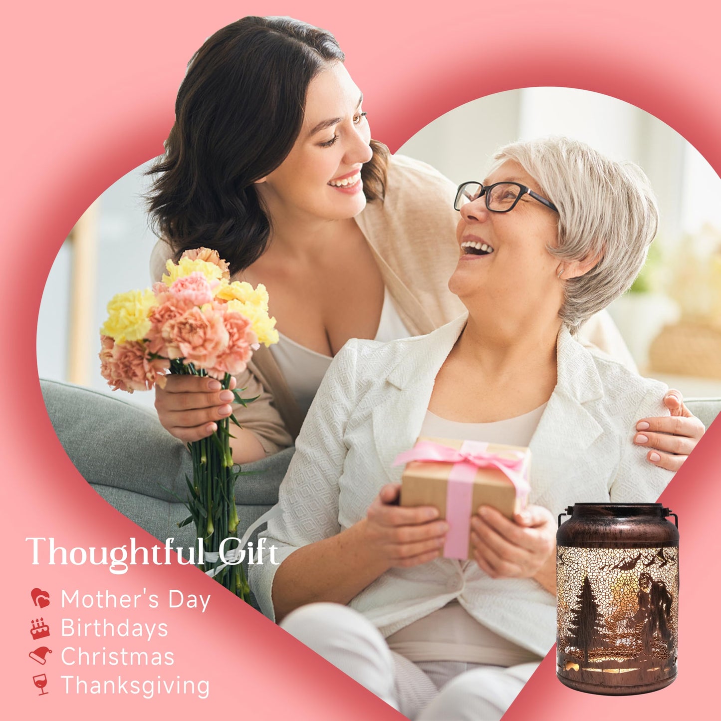 Bigfoot Solar Lanterns Outdoor Waterproof, Birthday Christmas Gifts for Women Mom Grandma, Garden Decor, Hanging Solar Lantern Decorative Lights for Yard Patio Pathway Landscape(Retro Lantern)