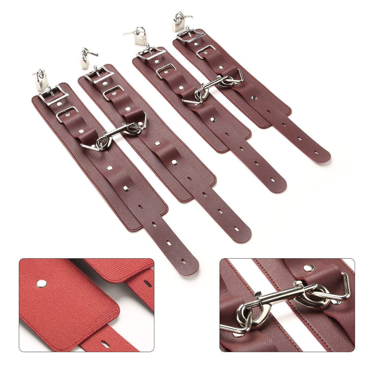 TMEOIIPY Pilates Exercise bar, Red Yoga Exercise Adjustable Spreader Bar with 4 Red Adjustable Straps Sports Aid Training Fitness Gear, Pilates aid kit, Stretching Exercise Tools