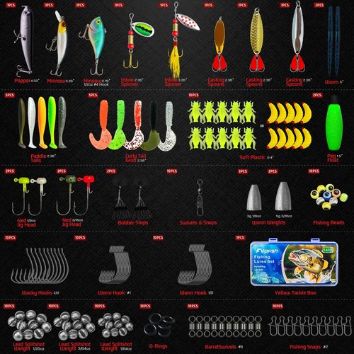 145PCS Fishing Tackle Box Kit - Complete Fishing Gear with Lures, Hooks & Accessories for Freshwater Anglers