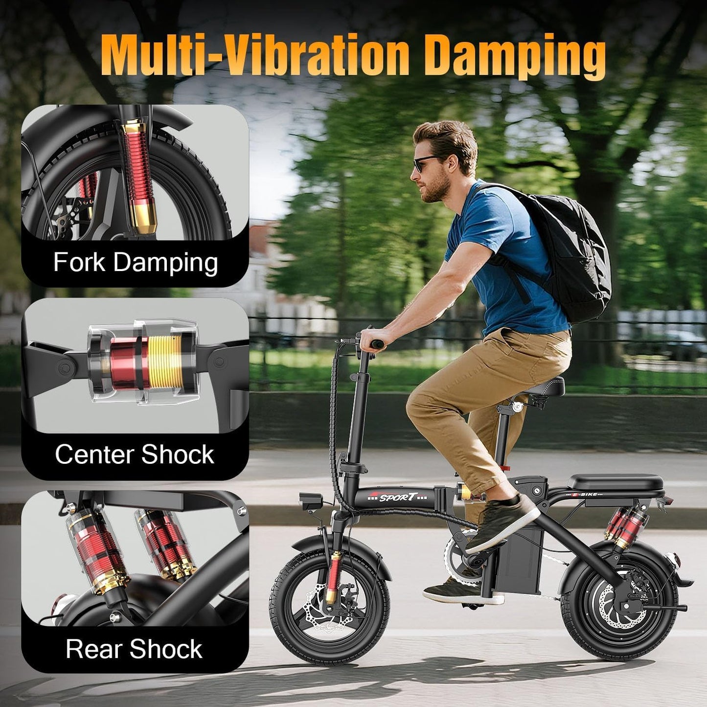 AZHAR Foldable Electric Bike - 1200W Peak Motor, 25 MPH Speed, 45 Miles Range | Compact & Portable Design