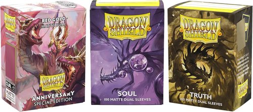 Dragon Shield | Matte Dual Standard Size Card Sleeves - Red/Gold Soul & Truth Bundle, 3×100 CT | Premium TCG Protection