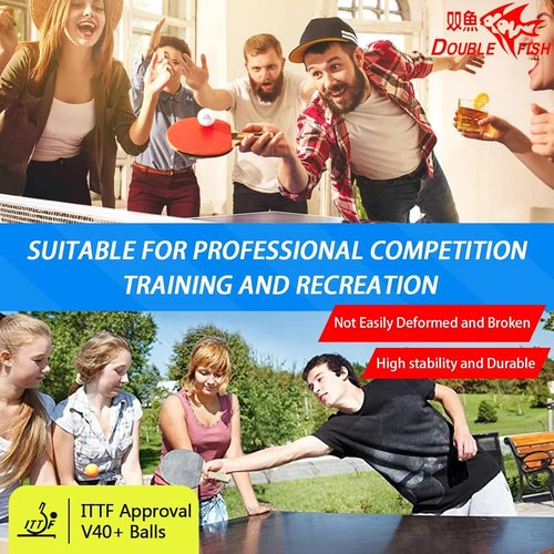 DOUBLE FISH 3-Star Ping Pong Balls - ITTF Approved White Table Tennis Balls | 40+ ABS for Training & Competition