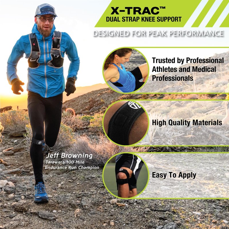 Pro-Tec Athletics X-Trac Dual Strap Knee Support, Quadriceps and Patellar Tendon Strap, Knee Brace, Compression Straps, Knee & Joint