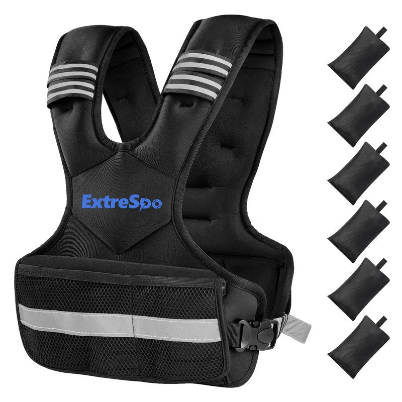 Adjustable Weighted Vest for Women, 4-10lb Weight Vest with 6 Ironsand Weights, Body Weight Vest Exercise Set with Reflective Strip for Strength Training and Workout