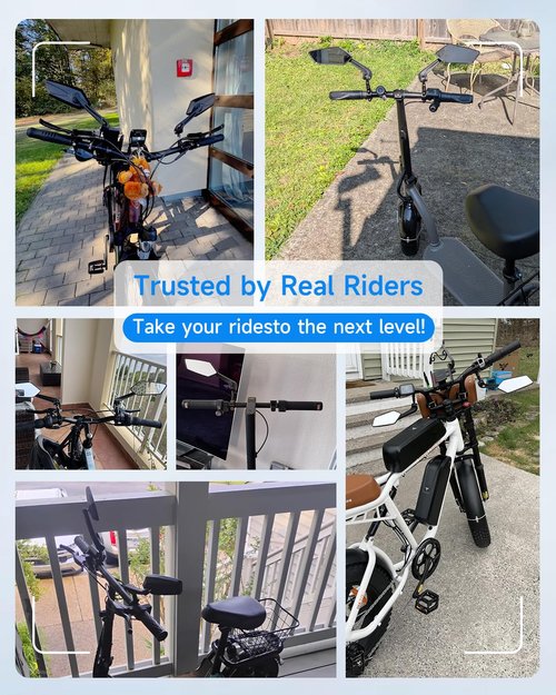 Bike Mirror, Handlebar Bicycle Mirrors, Scratch Resistant HD Glass Lens, 360° Rotatable & Foldable Safe Rearview Bicycle Mirrors, Bike Rear View Mirror for Scooter, Ebike, Bike Accessory(1 Pair)