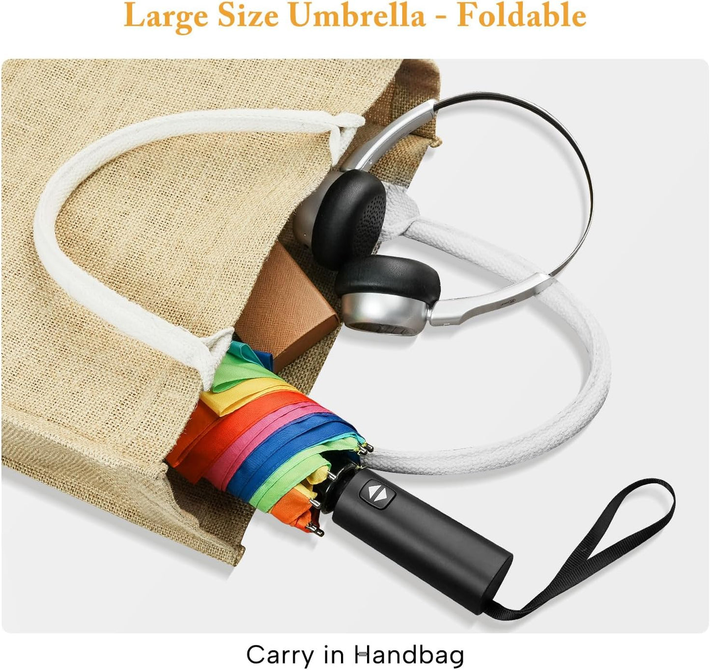 Rainbow Umbrella - Oversized 54-Inch Double Layer Windproof Golf Umbrella | Compact Automatic Open & Close