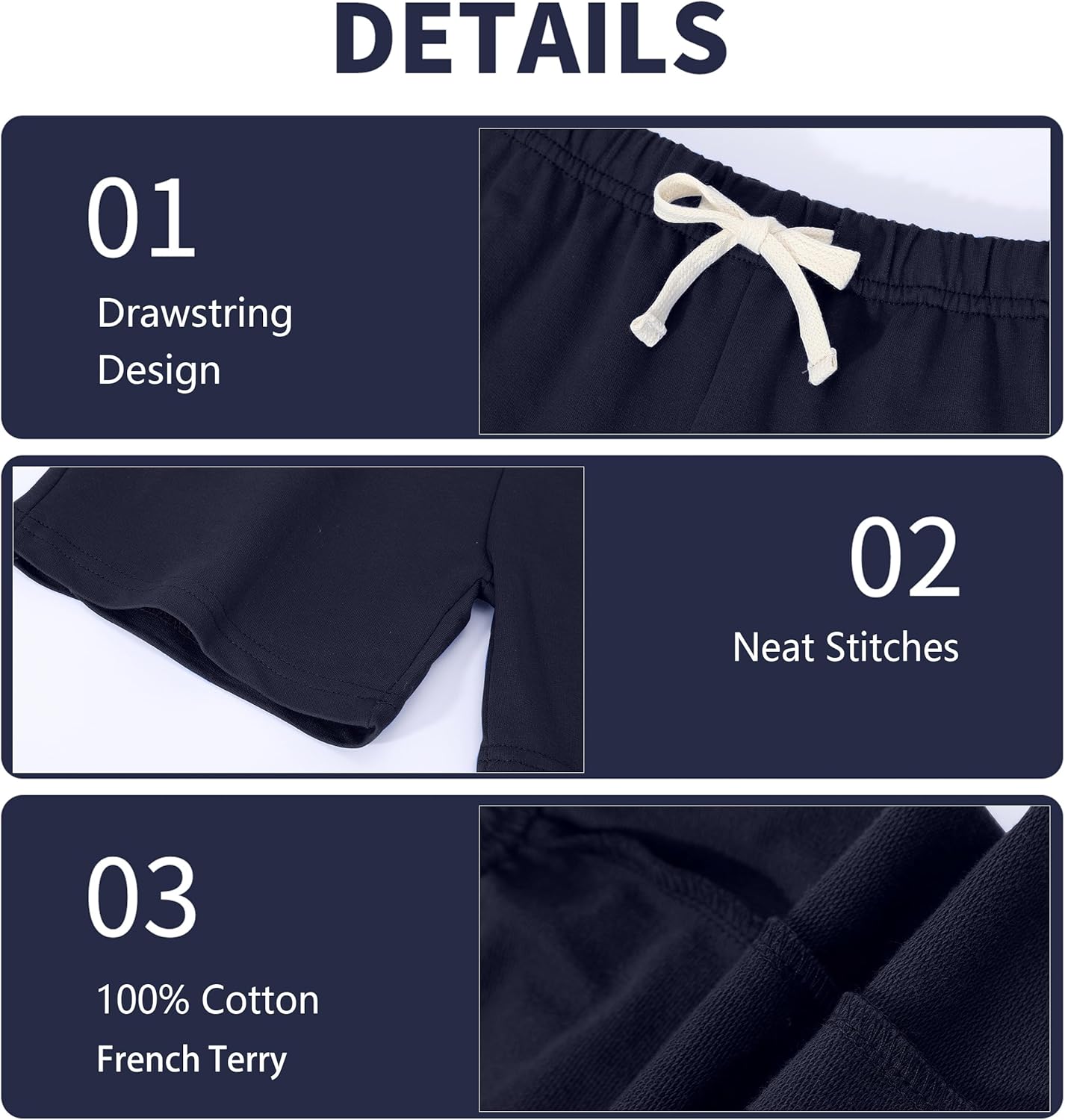 Skiennix Boys' Toddler Shorts - Comfortable French Terry Cotton, Elastic Waist, Ages 2-12 | 4 Pack