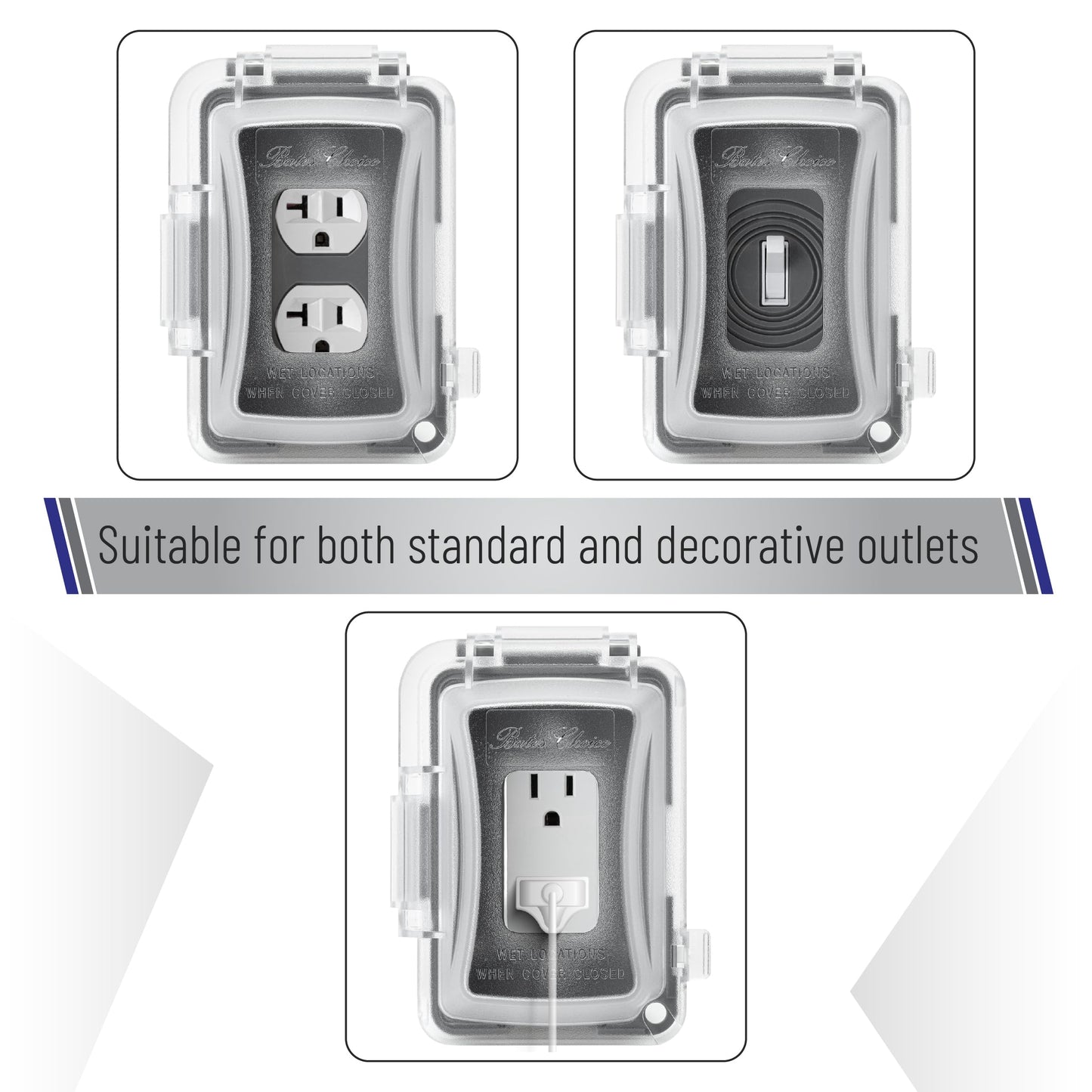 Bates- Weatherproof Electrical Outlet Cover, 3 Pack, 1-Gang, Outdoor Outlet Cover Weatherproof