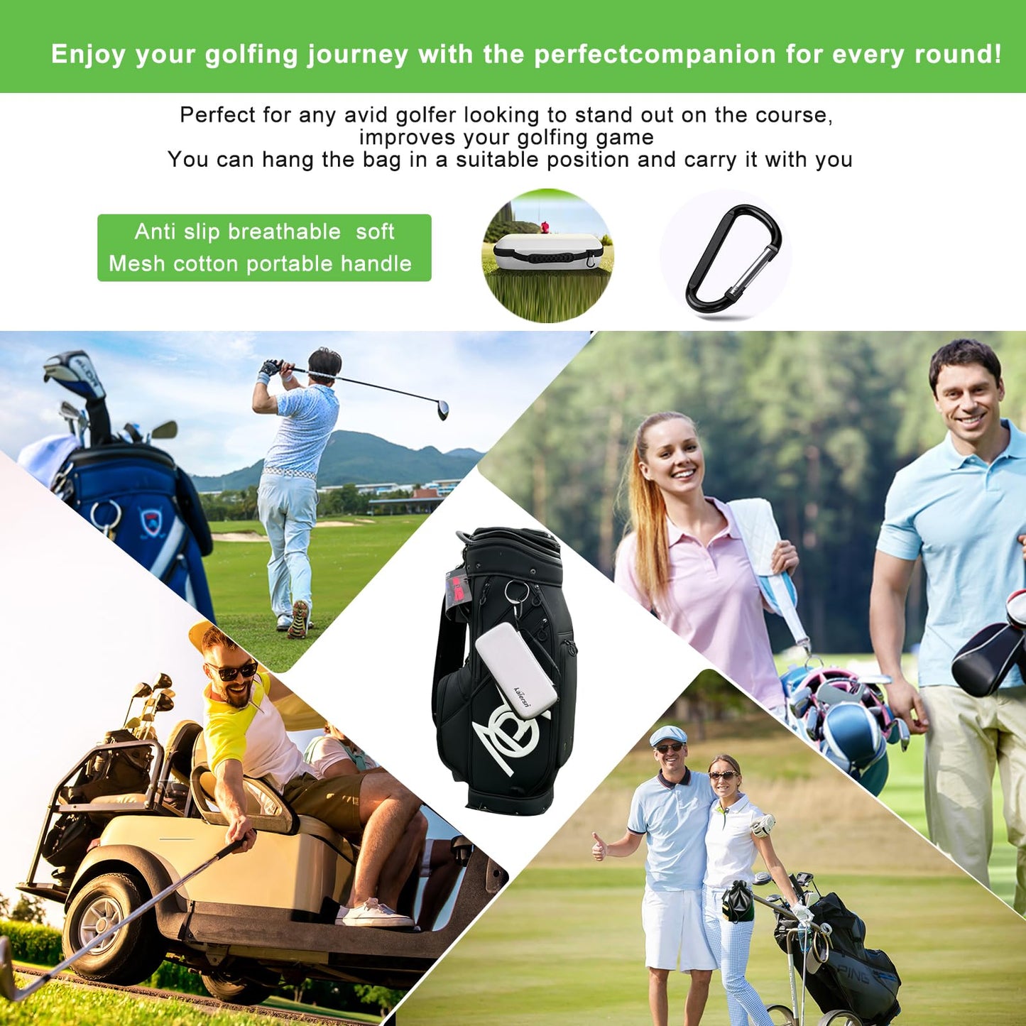 SENIKO Golf Glove Holder with Removable Golf Glove Shaper Water-Resistant Protective Hard Shell golf bag holder for Phone,Tees, Ball Markers,Repair Tools,Golf Accessories Golf Gifts for Men (Grey)