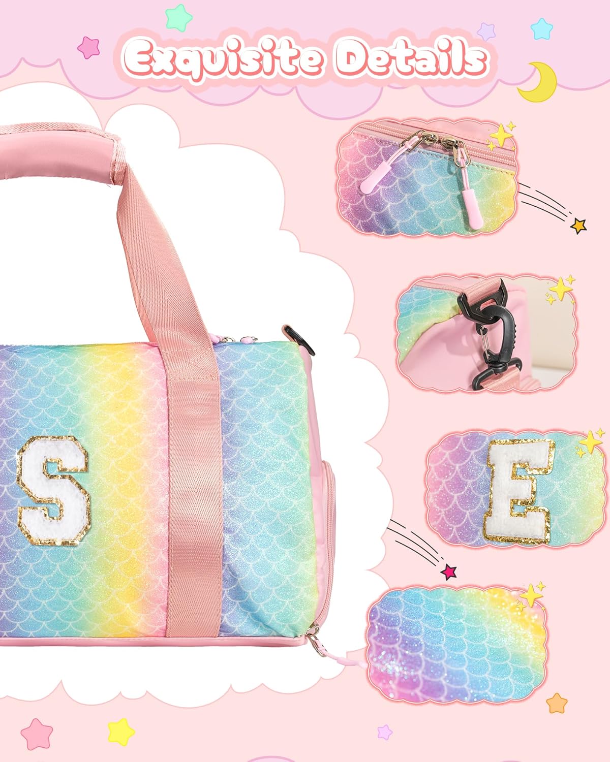 Skiennix Girl Gym Bag - Personalized Weekender Tote with Shoe Compartment & Makeup Pouch | Ideal Birthday & Graduation Gift (Letter Y)
