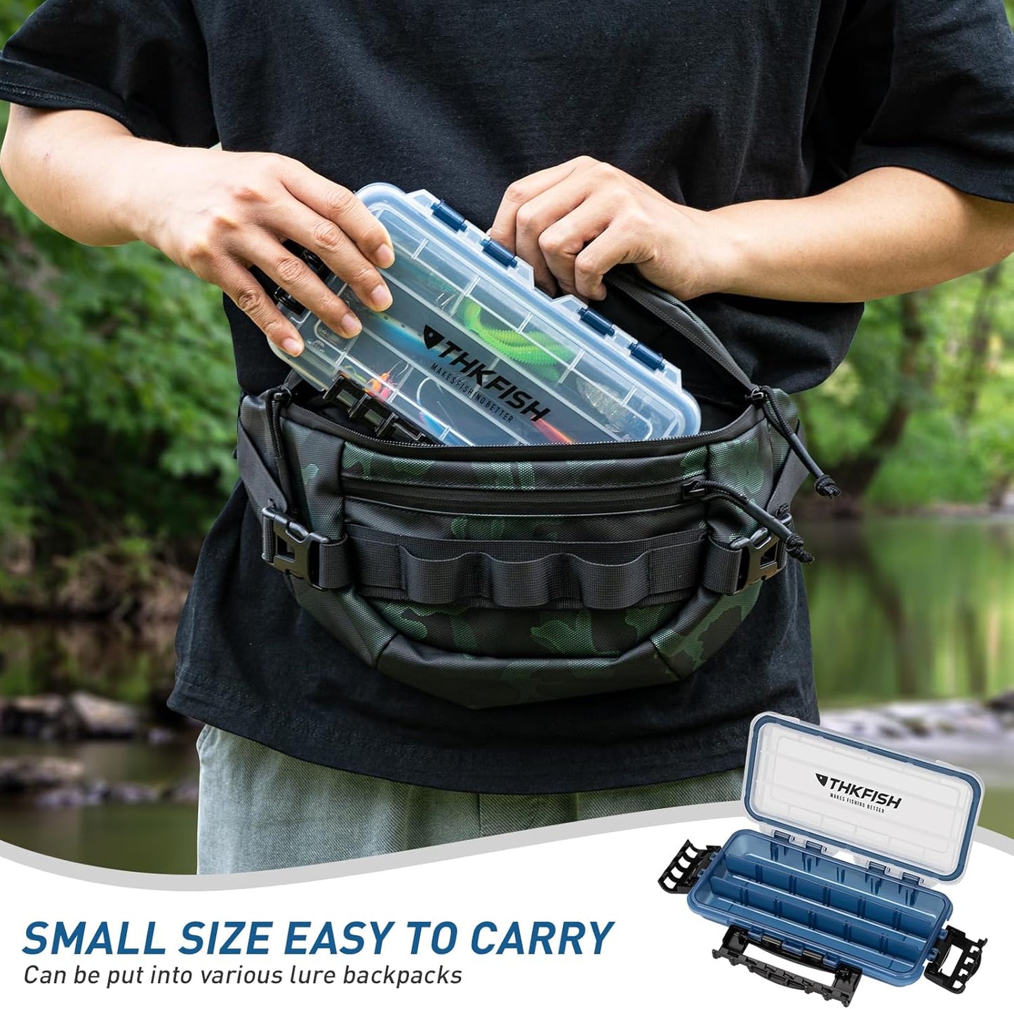 THKFISH Fishing Tackle Box - Floating Lure Storage Organizer with Adjustable Dividers | 2-Pack, Sun-Proof