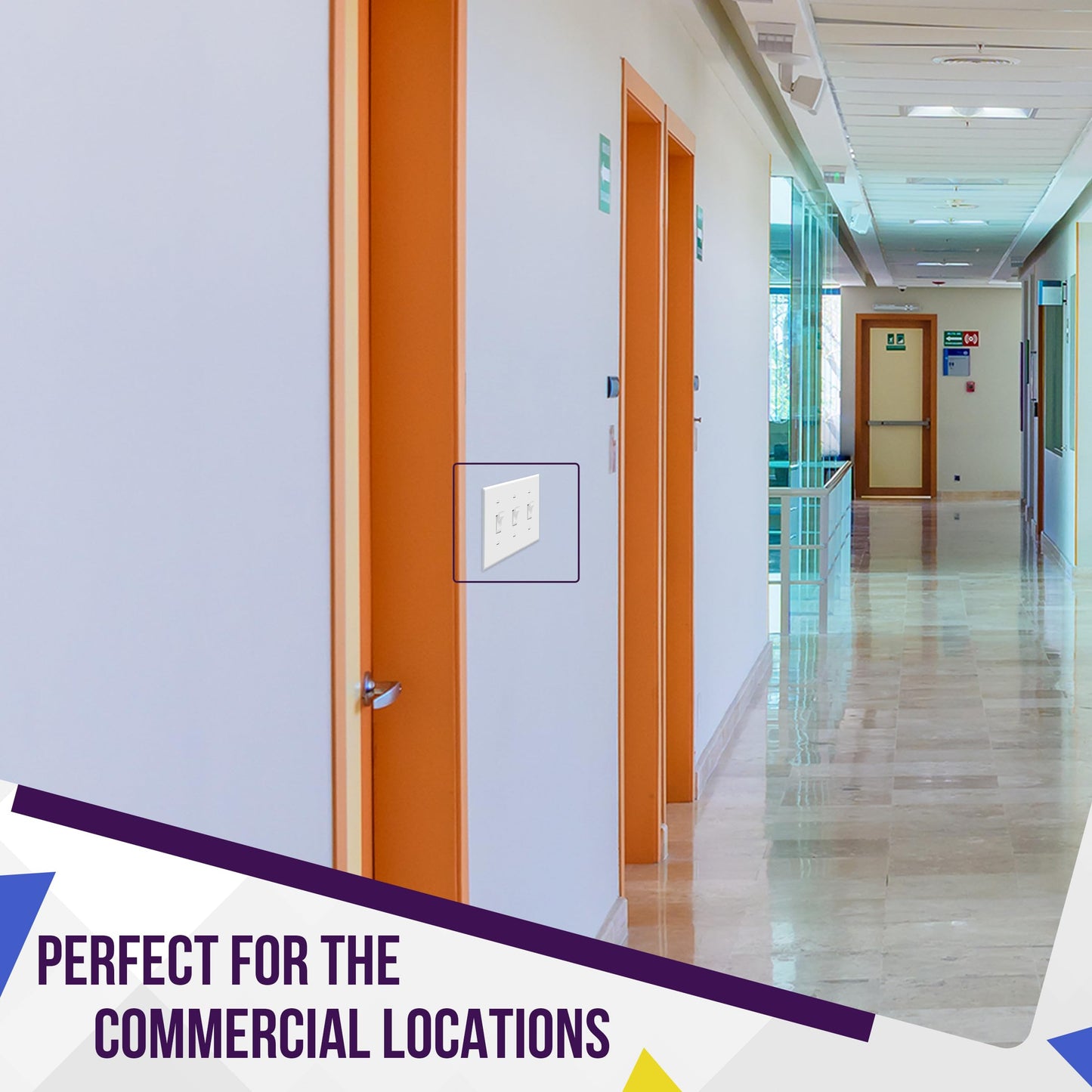 ENERLITES Triple Light Switch Wall Plate, Gloss Finish, Standard Size 3-Gang 4.50" x 6.38", Unbreakable Polycarbonate Thermoplastic, 8813-W-3PCS, White, 3 Pack