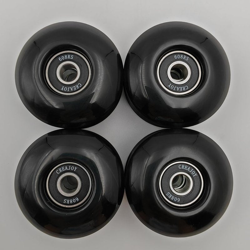 CREAJOY Skateboard Wheels, 52mm 95a, Set of 4 with Bearings (Black)