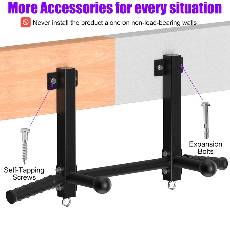 HWOOUSA Joist Mounted Pull Up Bar, 650lbs Heavy Duty Strength Training Pullup Bars, Multi-Grip Chin Up Bar for Home Gym, Garage & Basement Ceiling Beam Installation