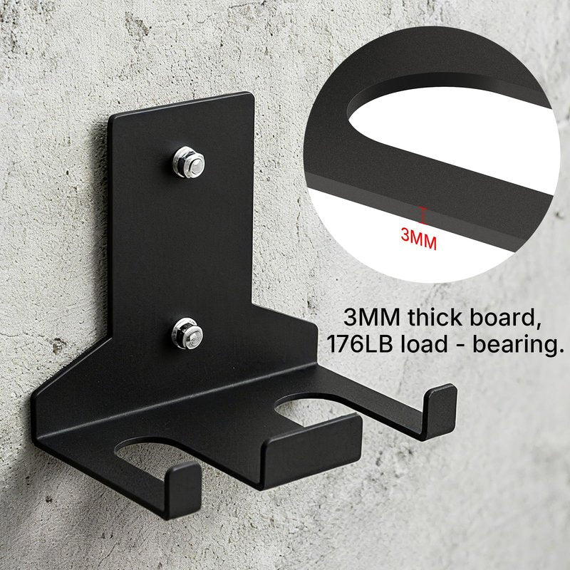 POWER GUIDANCE Olympic Barbell Hanger,Garage Gym Bar Wall Rack,Vertical Barbell Mount Rack,Space Saving Commercial or Home Gym Accessory，Holds Under 33mm Bar Size (‎Black 2Hook)