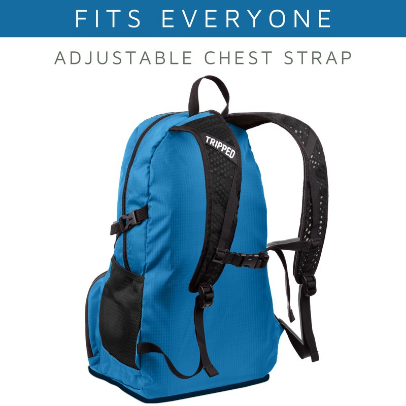 TRIPPED Travel Gear Traveling Backpack- Foldable Collapsible Lightweight Backpack for Travel (Light Blue) 35 liters