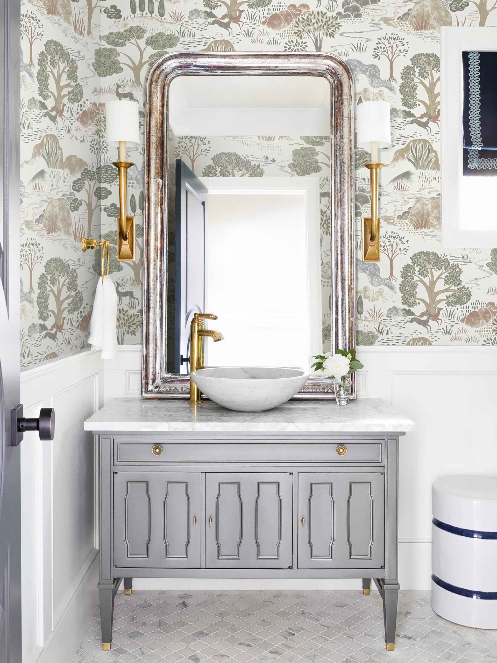 Erfoni 16.9"x197" Boho Forest Peel and Stick Wallpaper Green/Brown/White Contact Paper Forest Self Adhsive Peel and Stick Contact Paper DIY Removable Wallpaper for Bedroom Kids Nursery Decor