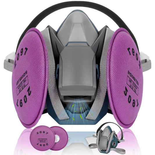 Respirator Gas Mask, Reusable 6503QL Respirator with 2097 Filters, Dust Mask against Chemicals Organic Vapors Gases Formaldehyde for Woodworking Spray Paint Welding Painting Sanding Epoxy Resin Work