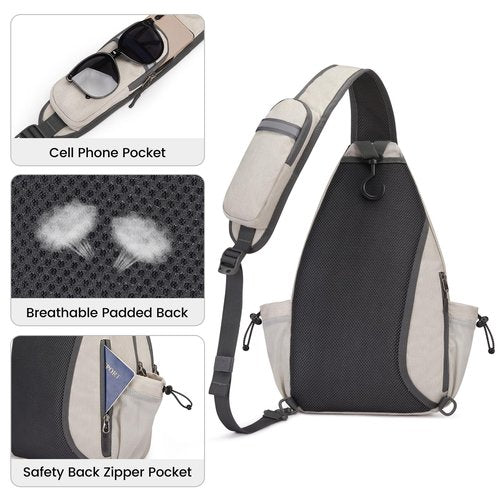 G4Free Pickleball Bag Sport Tennis Sling Bag Lightweight Pickleball Paddle Bag, Ivory, L