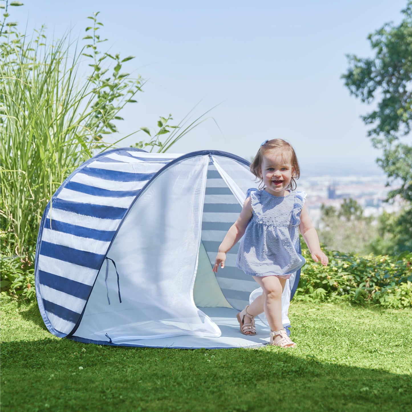Babymoov Baby Anti UV Tent, Sun Protection UPF 50+, Pop Up Play Tent and Sun Shade, Marine (Summer 2025 Edition)