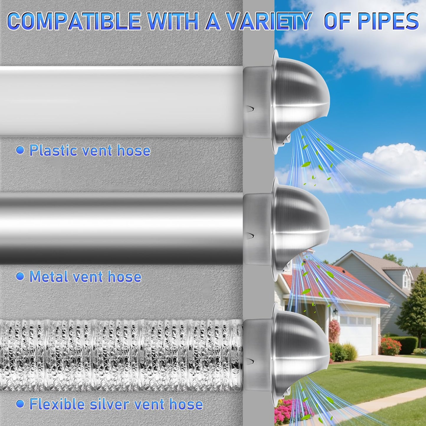 TOYIEW 4 inch Dryer Vent Cover Outside, Stainless Steel Round Wall Vent Cover, Dryer Exhaust Vent for BathRoom, Office, Home, Air, Hvac System