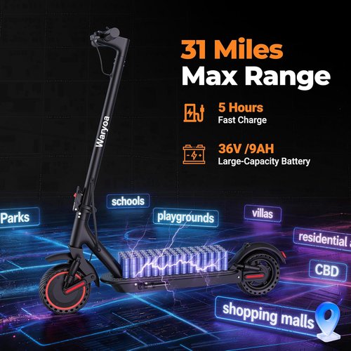 Electric Scooter for Adults - 350W/500W Motor, 19/22 MPH, 15-31 Miles Range, Folding Design