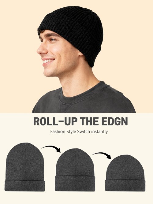 6 Pack Winter Fisherman Beanies Set Classic Cuffed Beanies Solid-Color Knitted Hats for Women Men Warm Skull Beanie Hat