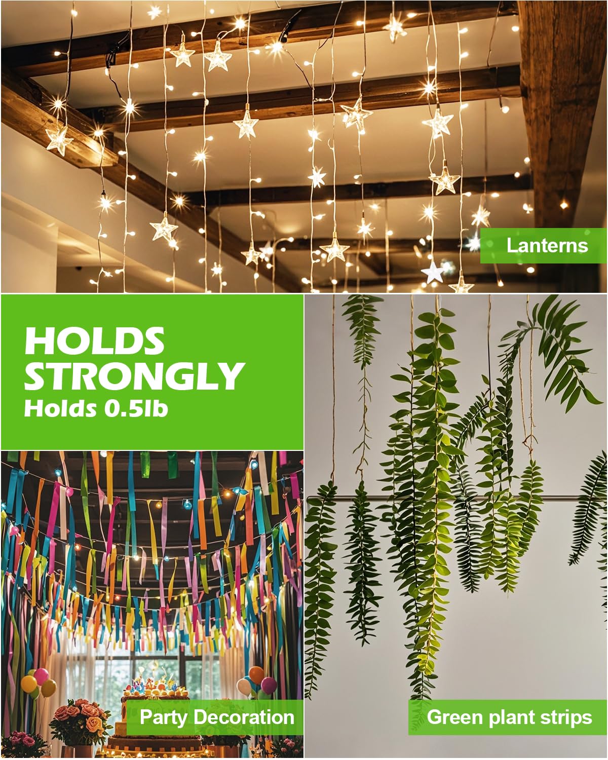 ispneay 40 Pack Adhesive Ceiling Hooks for Hanging：Ceiling Decor for Classroom Bedroom Kitchen Party Birthday Halloween Christmas - No Drill Small Drop Ceiling Hanger and Strips for Decorations