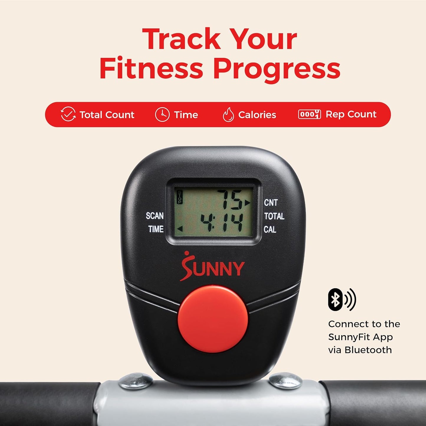 Sunny Health & Fitness Smart Row-N-Ride | Foldable Glute & Leg Trainer with SunnyFit App Integration