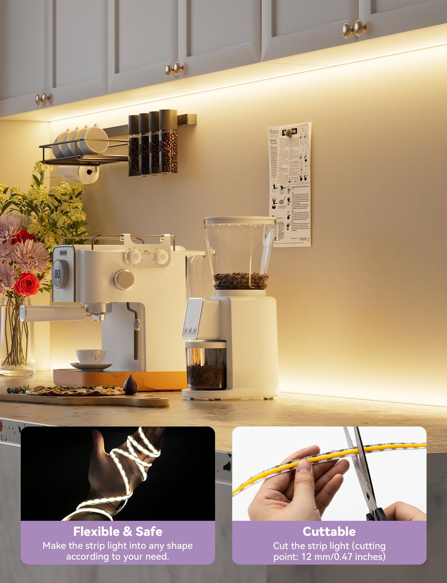 MIWISE LED Strip Lights USB 5V,Super Bright COB LED Strip Light 2700K Warm White with Touch Dimmer Switch,CRI90+ Flexible Dimmable Tape Lights,for Makeup Mirror,Under Cabinet,3D Printer,Sewing Machine