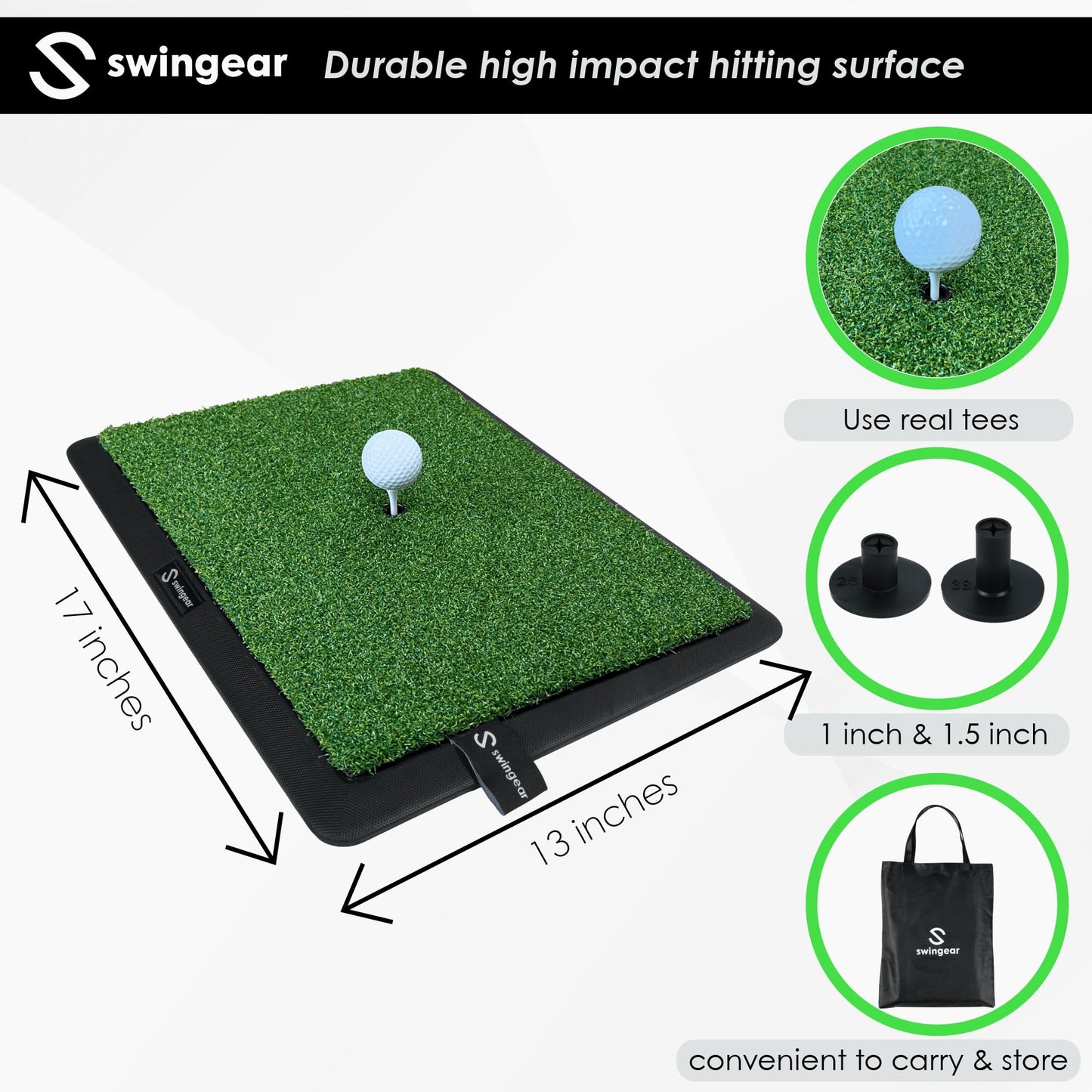 Golf Hitting Mat & Divot Board - Premium Practice mat - Swing Training aid w/Interchangeable Swing-Path Detection & Turf mat - Instant Feedback to Analyze Your Swing - Gift for Golfers