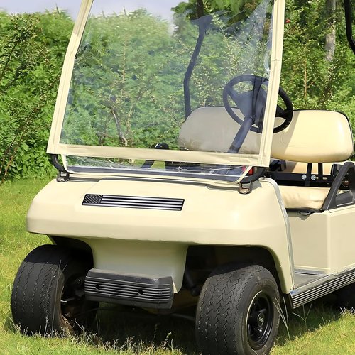 Black & Grey American Flag Fits Club Car DS & Carryall Golf Cart Front Name Plate. Fits Club Car DS & Carryall Carts Full Flag