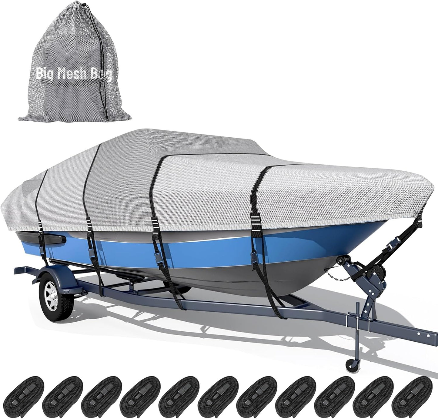 1600D + 1200D Boat Cover - Ultra Durable Waterproof Protection for 16-18.5ft Boats | Includes Storage Bag