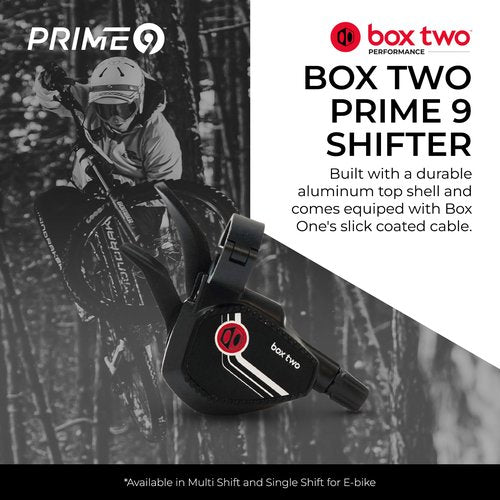 Box Two Prime 9 Multi Shift Non E-Bike Shifter 2 Piece Pull Lever up to 3 Gears Per Click Bicycle Shift Lever Cable for Mountain Bike Shifters