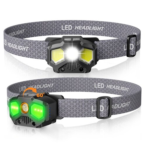 HOKOILN Rechargeable Headlamp, 2 Pack 1400 Lumens LED Headlamps with Red/Green/White 14 Modes Ultra-Bright Head lamp Rechargeable, Red Light Headlamp with Memory Function, Ideal for Outdoor Camping