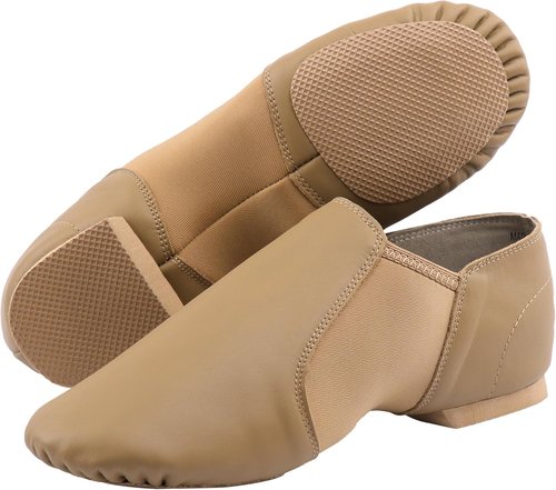 Linodes Unisex Jazz Dance Shoes - Slip-On Leather Upper for Men & Women | Comfortable Fit