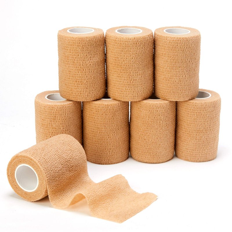 Self Adhesive Bandage Tape (3 Inches X 5 Yards), 8 Pack Elastic Cohesive Bandage Medical Wrap for First Aid, Sports, Wrist & Ankle (3 inch, Count, 8)