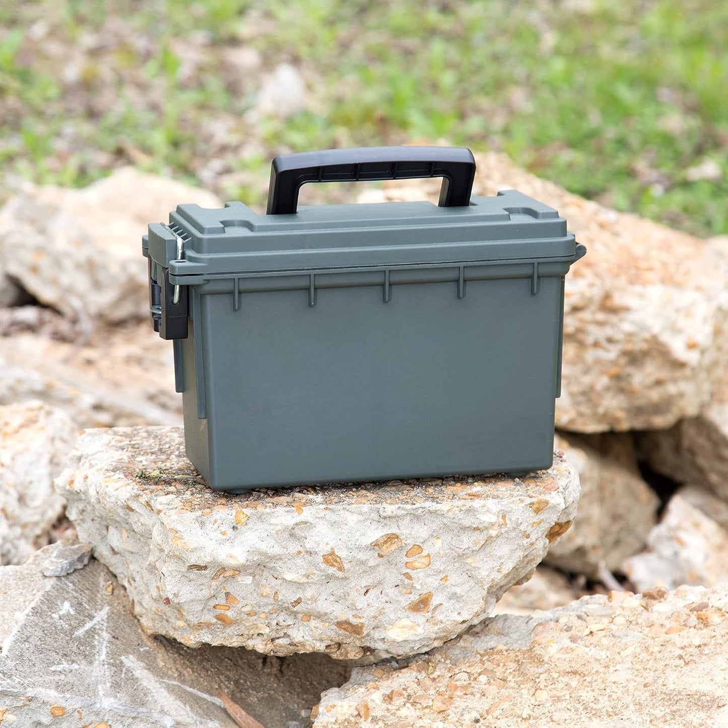 Sheffield Ammo Storage Box - Stackable .30 Cal Field Boxes | Water & Dust Resistant, Lockable, Green (Pack of 6)