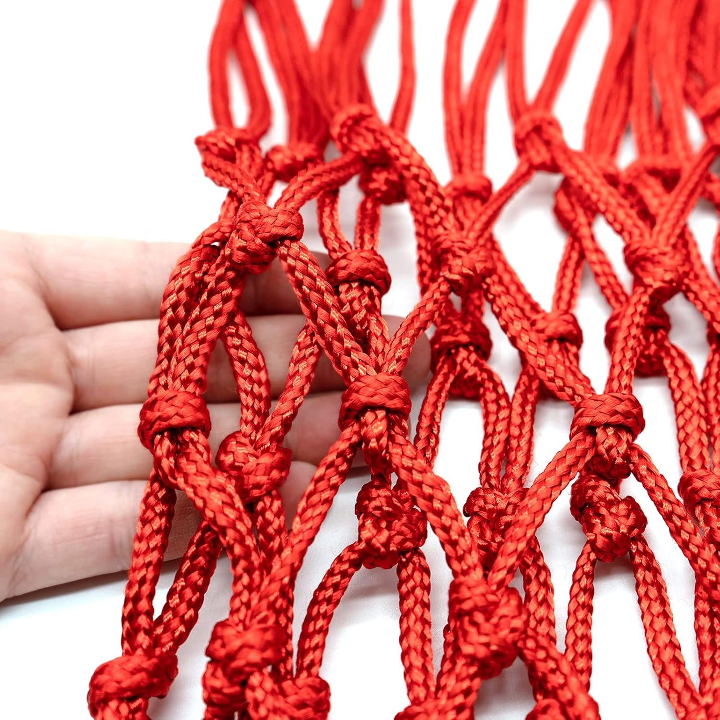 Sanung Basketball Net Replacement - Heavy Duty Anti-Whip Design | 12 Loops, Red, Standard Size for Indoor/Outdoor Use